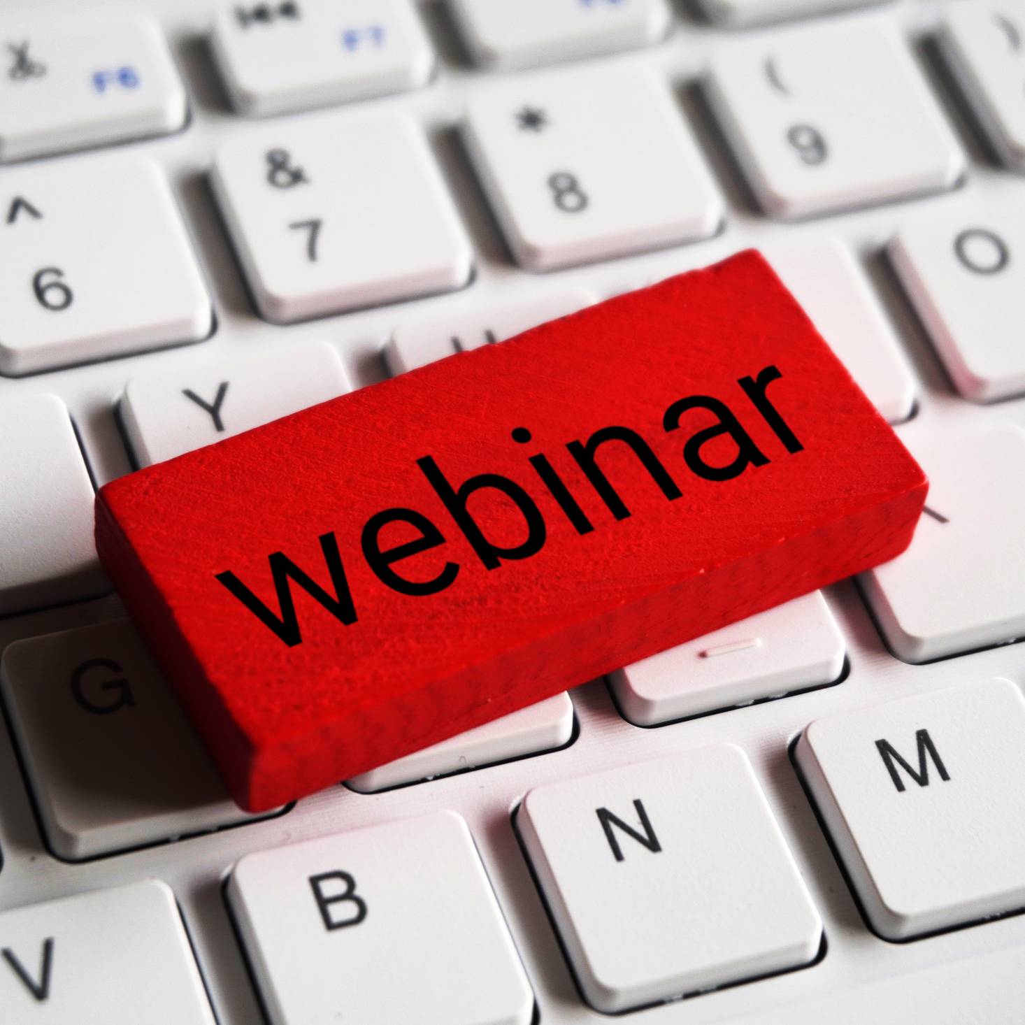 Closeup Image Of Wooden Block With Text Webinar On Top Of Computer Keyboard